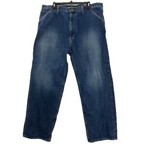 Vtg Nautica Jeans Men 38x30 Blue Carpenter Baggy Loose Skater Utility Denim READ